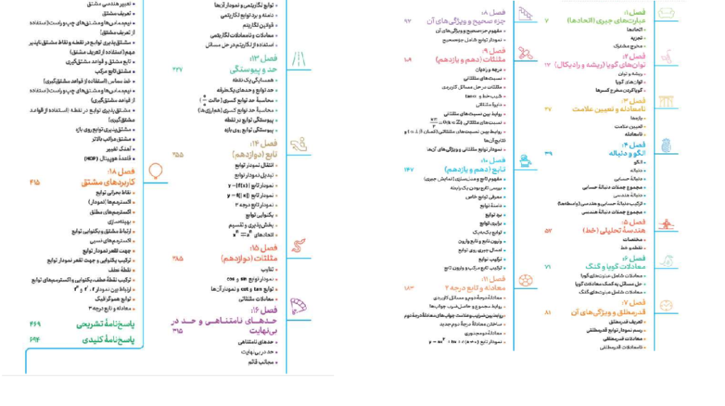 فهرست کتاب ریاضی مهر و ماه
